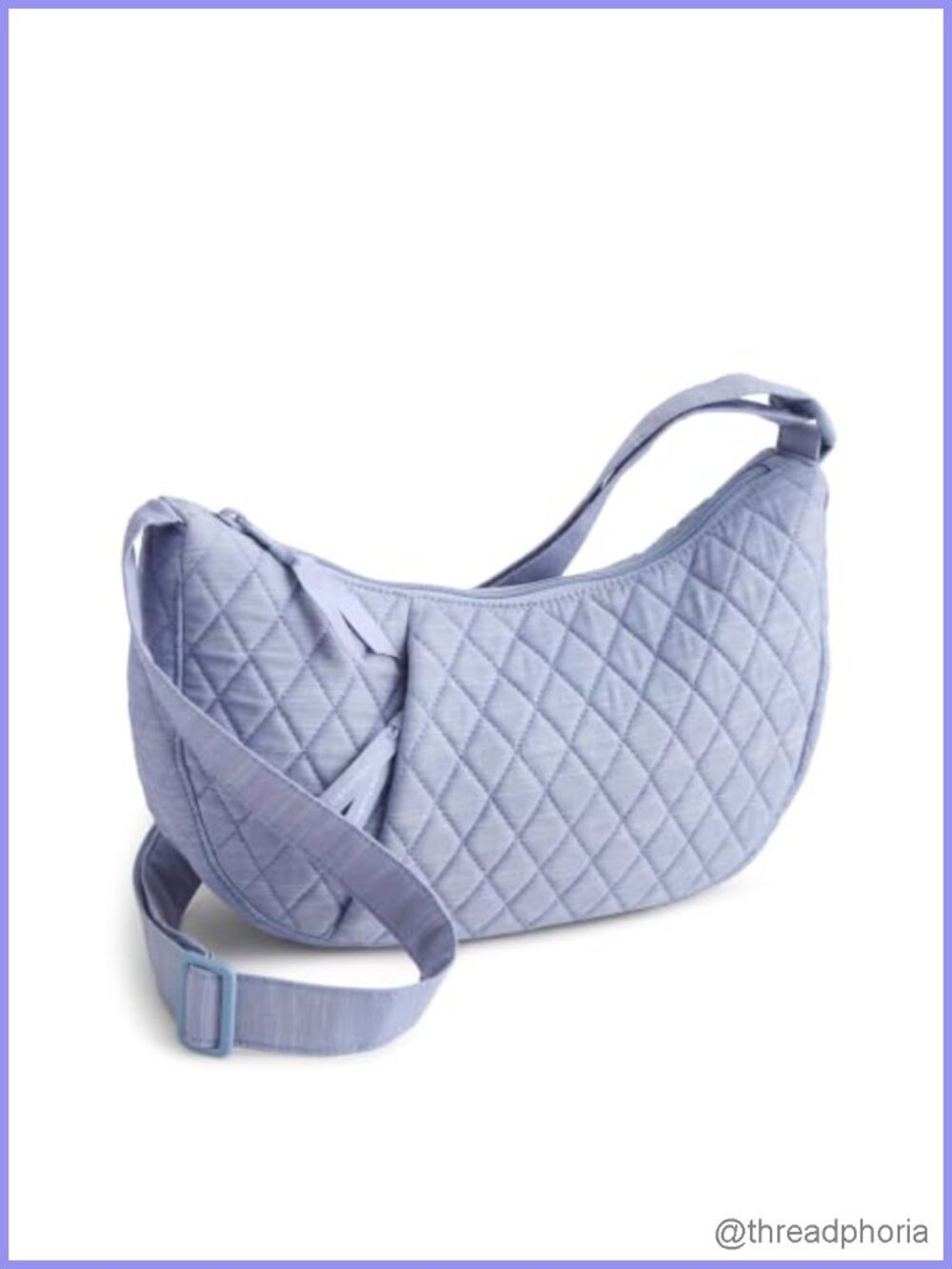Premium Cotton Quilted Sling Saddle Crossbody Bag Adjustable Strap Zip Pockets